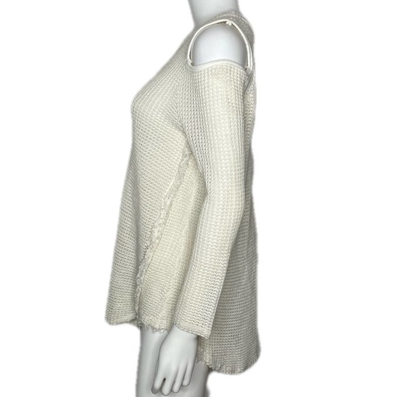 Altar’d State Women's White Crew Neck Cold Shoulder Long Sleeve Knit Top sz S - Picture 2 of 5